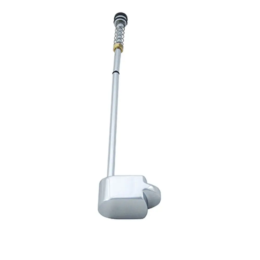 Kludi-Ersatzteil mit Zugknopf, verchromt, für Umstellung in Sanitäranlagen. Das Ersatzteil hat einen langen, schlanken Griff und eine quadratische Basis.